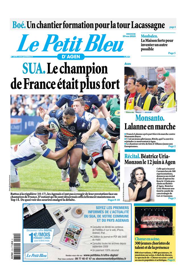 Le Petit Bleu d'Agen 19 mai 2019 Le Petit Bleu d'Agen du 19 mai 2019
