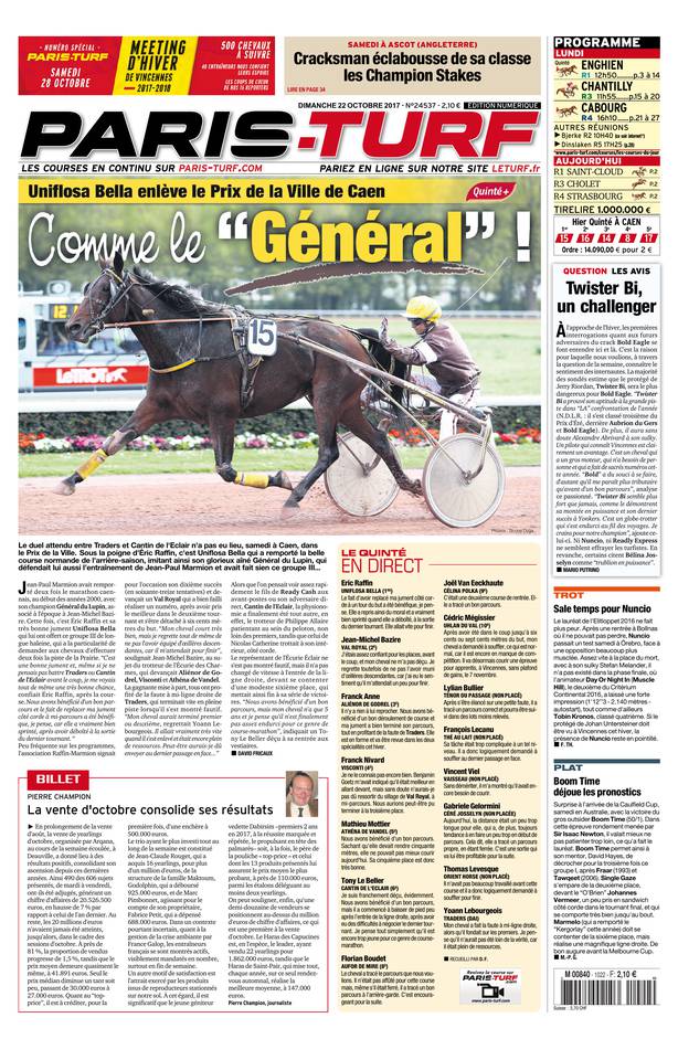 Paris Turf 22 octobre 2017 Abonnement Paris Turf Pas Cher avec le BOUQUET ePresse.fr
