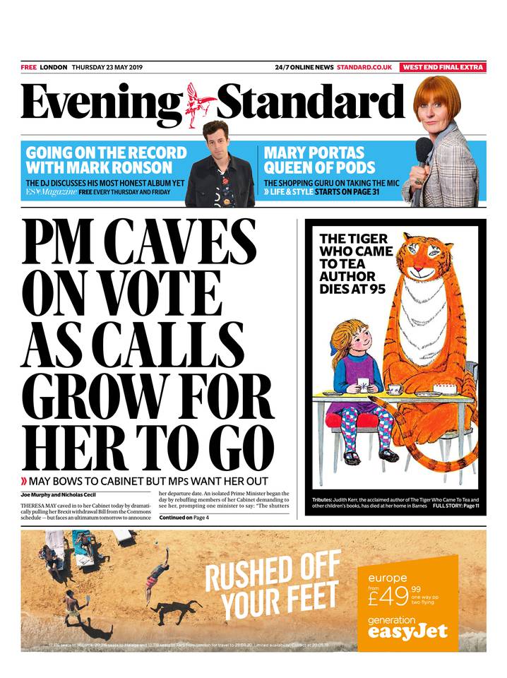 Evening Standard 23 mai 2019 Abonnement London Evening Standard Pas Cher avec le BOUQUET ePresse.fr