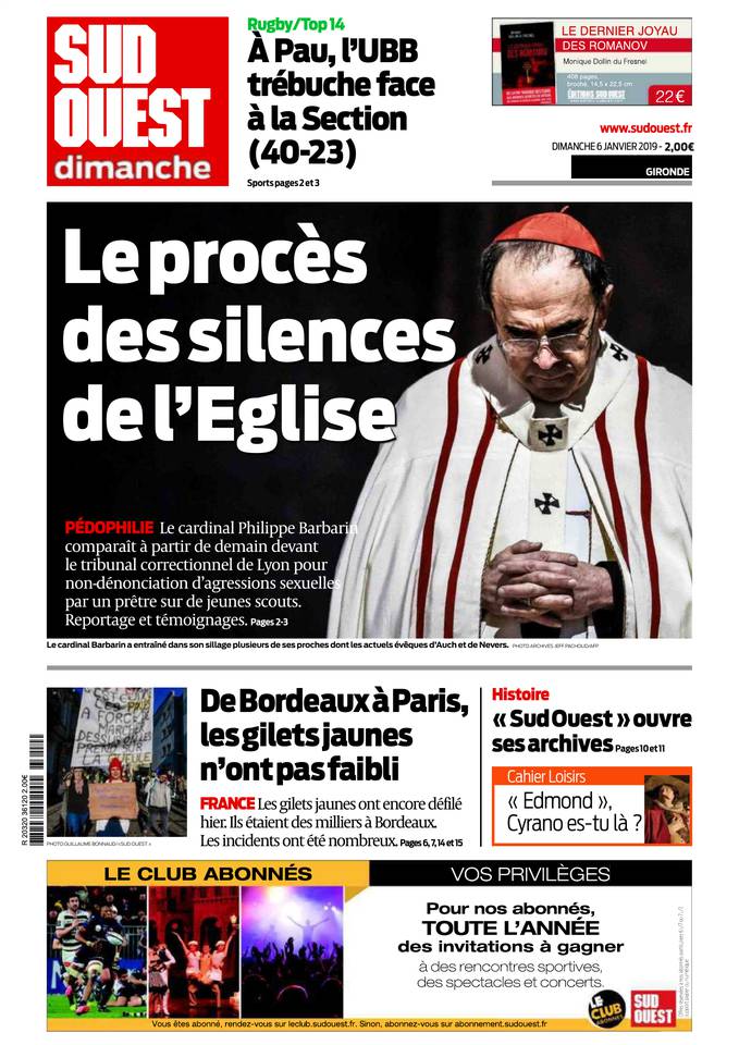 Sud Ouest Dimanche 06 janvier 2019 Sud Ouest Dimanche du 06 janvier 2019 à télécharger sur iPad