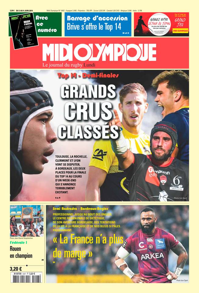 Midi Olympique Rouge 03 juin 2019 Midi Olympique Rouge N°5457 du 03 juin 2019 à télécharger sur iPad