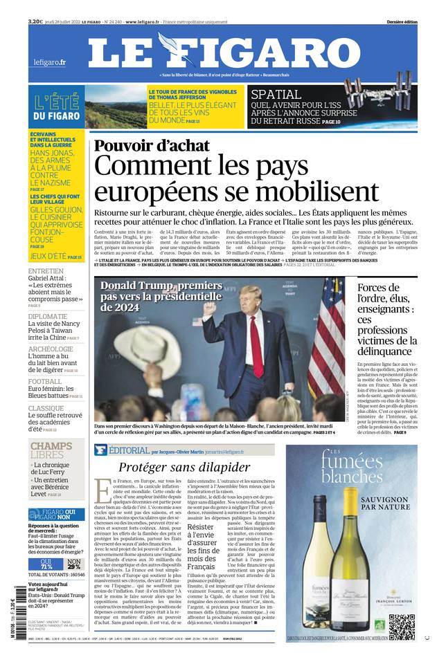 Le Figaro Une du 28 juillet 2022