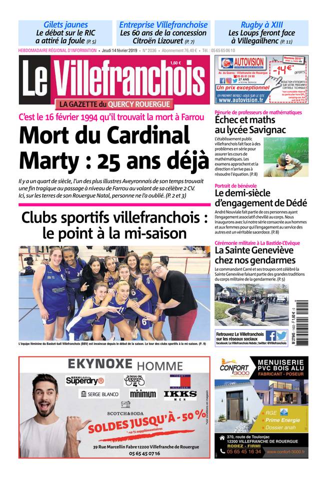 Le Villefranchois 14 février 2019 Le Villefranchois du 14 février 2019 à télécharger sur iPad