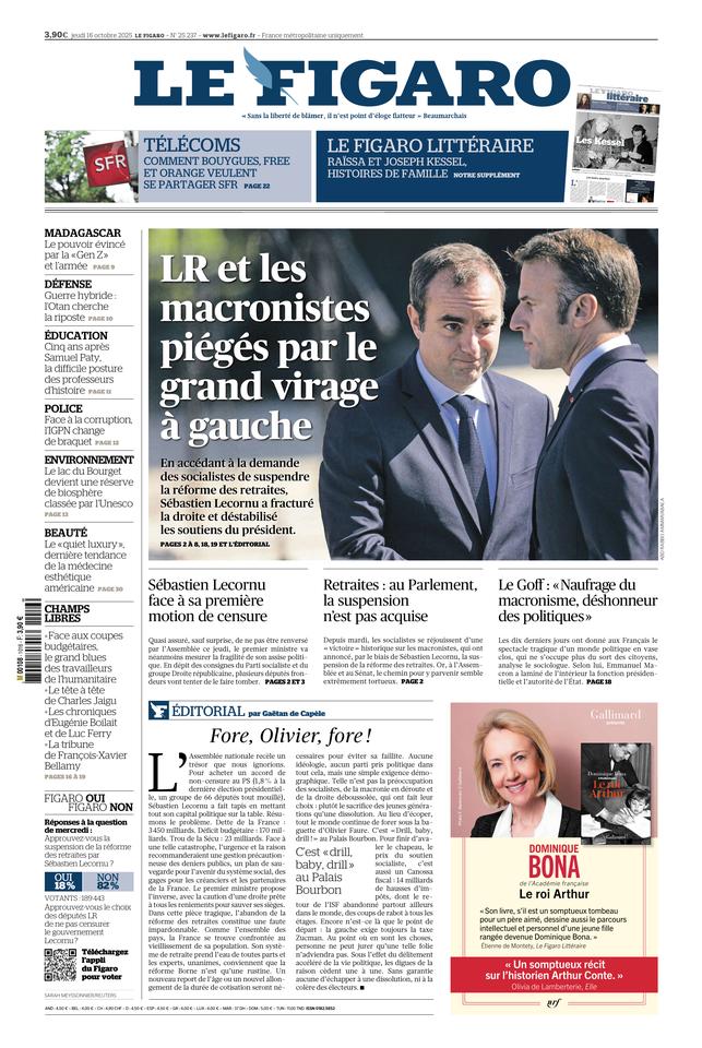 Le Figaro Une du 16 octobre 2025