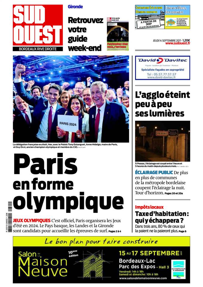 Sud Ouest 14 septembre 2017 Sud Ouest du 14 septembre 2017 à télécharger sur iPad