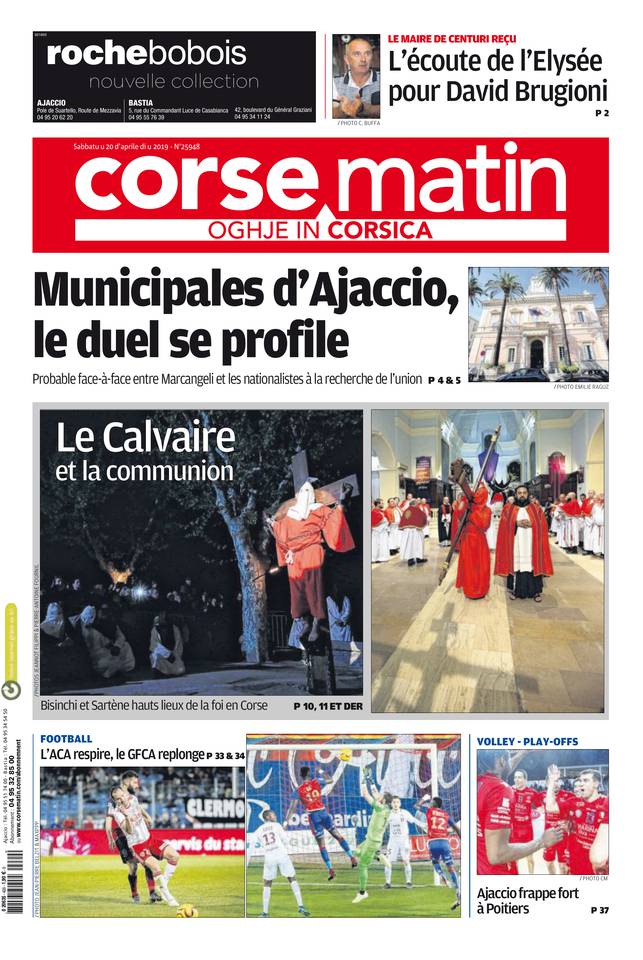 Corse Matin île 20 avril 2019 Corse Matin île du 20 avril 2019