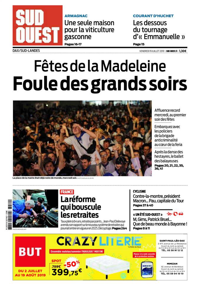 Sud Ouest 19 juillet 2019 Abonnement Sud Ouest Pas Cher avec BOUQUET INFO ePresse.fr