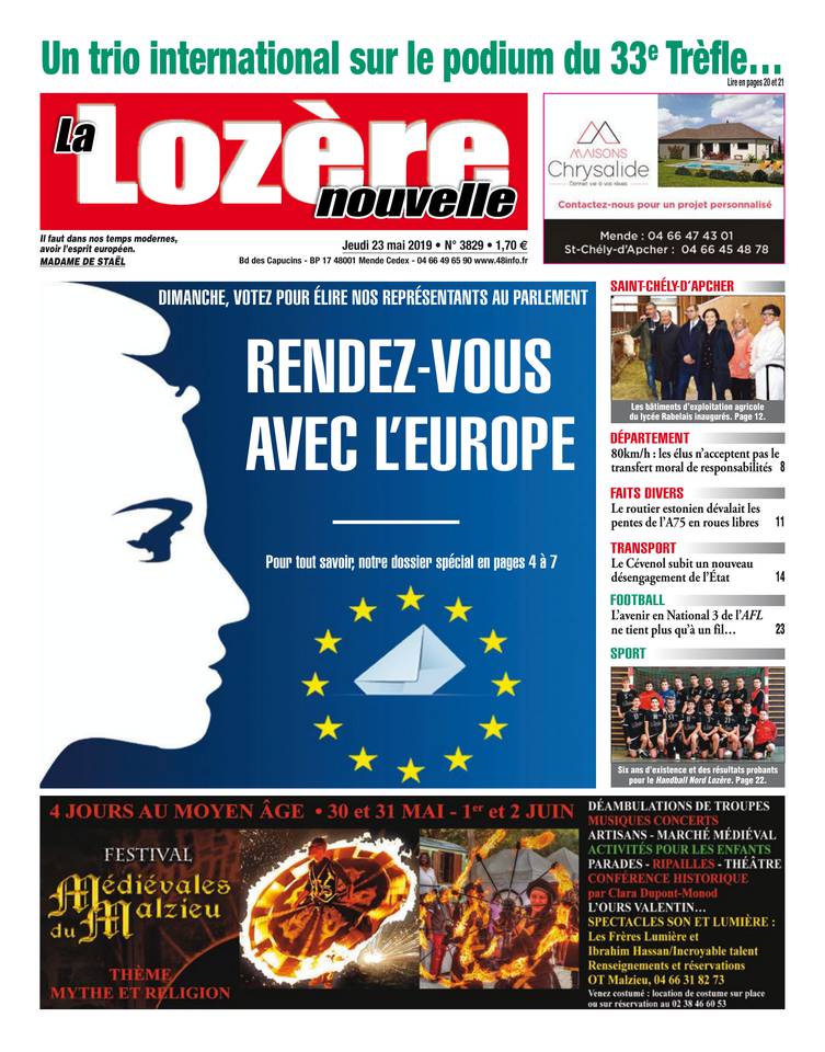 La Lozère Nouvelle 23 mai 2019 Abonnement La Lozère Nouvelle Pas Cher avec le BOUQUET INFO ePresse.fr