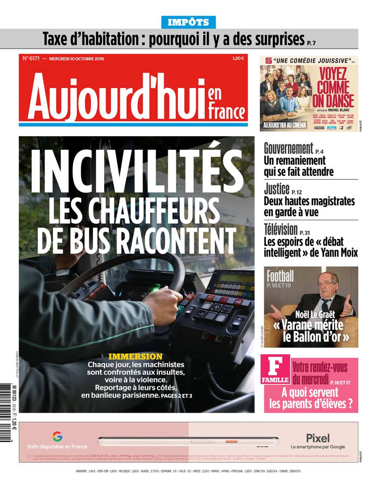 Aujourd'hui en France 10 octobre 2018 Aujourd'hui en France du 10 octobre 2018 à télécharger sur iPad