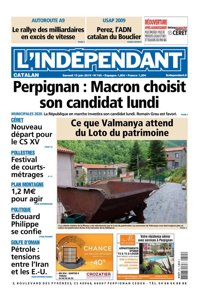 L'Indépendant 15 juin 2019 L'Indépendant du 15 juin 2019 à télécharger sur iPad
