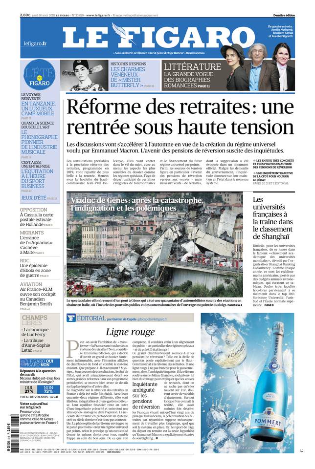 Le Figaro 16 août 2018 Le Figaro du 16 août 2018 à télécharger sur iPad