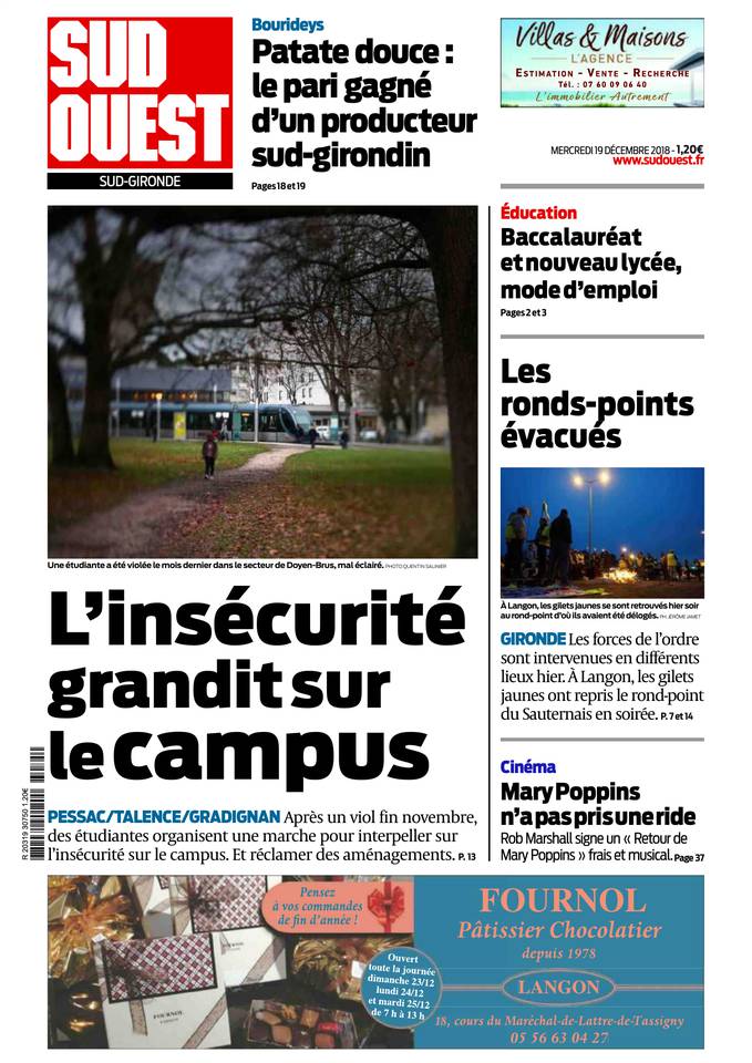 Sud Ouest 19 décembre 2018 Abonnement Sud Ouest Pas Cher avec BOUQUET INFO ePresse.fr