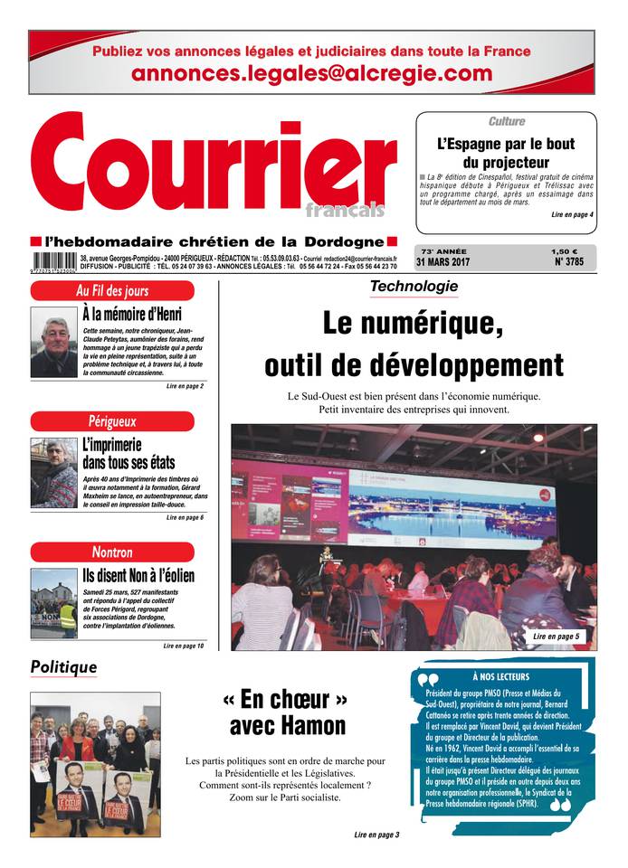 Courrier Français 31 mars 2017 Courrier Français du 31 mars 2017 à télécharger sur iPad