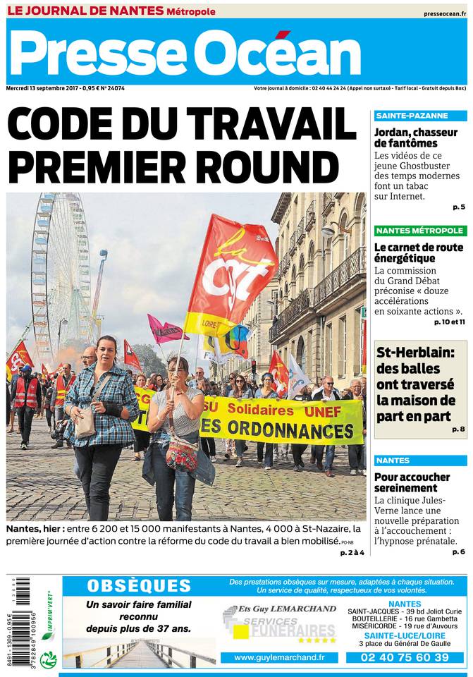 Presse Océan 13 septembre 2017 Presse Océan du 13 septembre 2017 à télécharger sur iPad