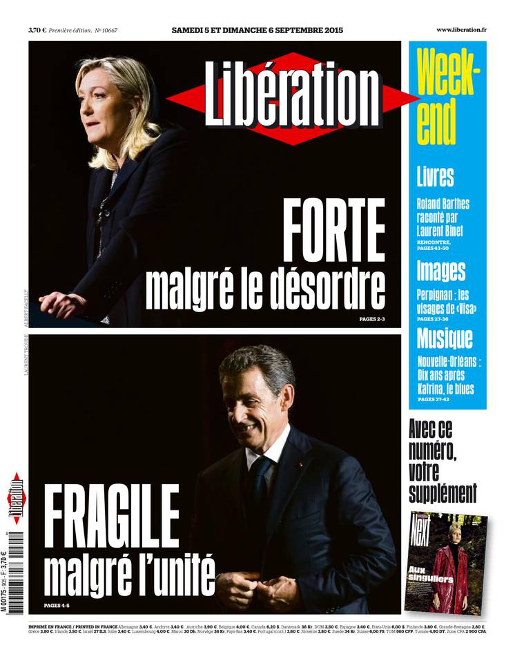 Libération week-end du samedi 05 septembre 2015