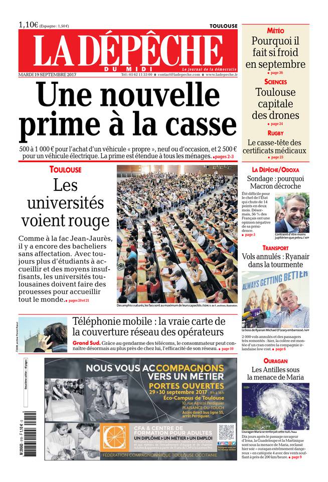 La Dépêche du Midi 19 septembre 2017 Abonnement à La Dépêche du Midi Pas Cher avec le BOUQUET ePresse.fr