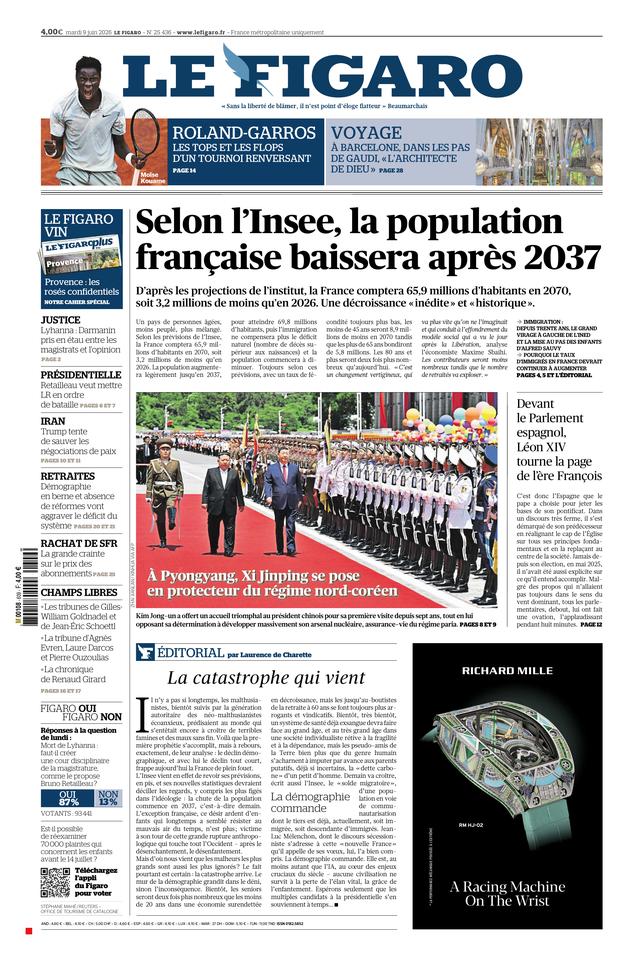 Le Figaro Une du 9 juin 2026