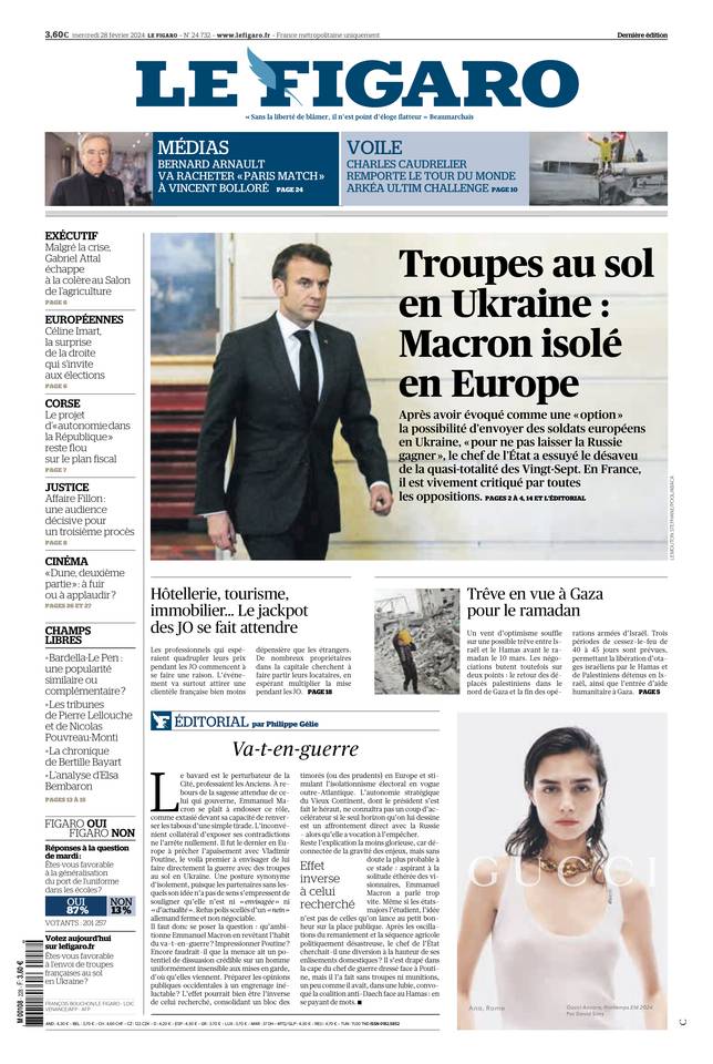 Le Figaro Une du 28 février 2024