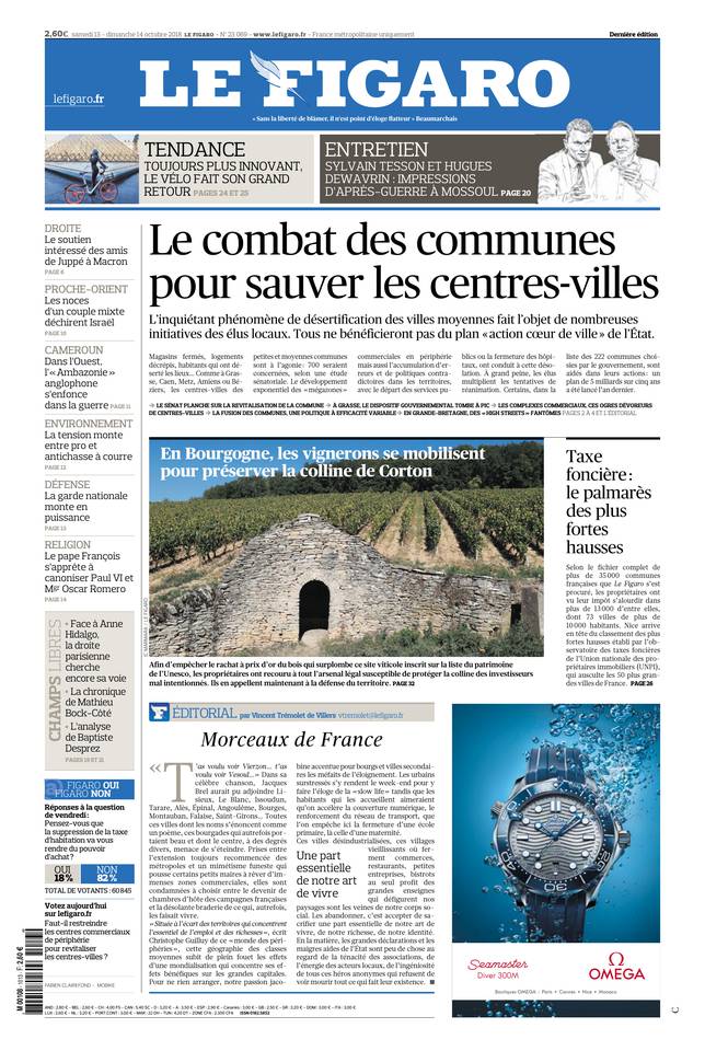 Le Figaro 13 octobre 2018 Le Figaro du 13 octobre 2018 à télécharger sur iPad