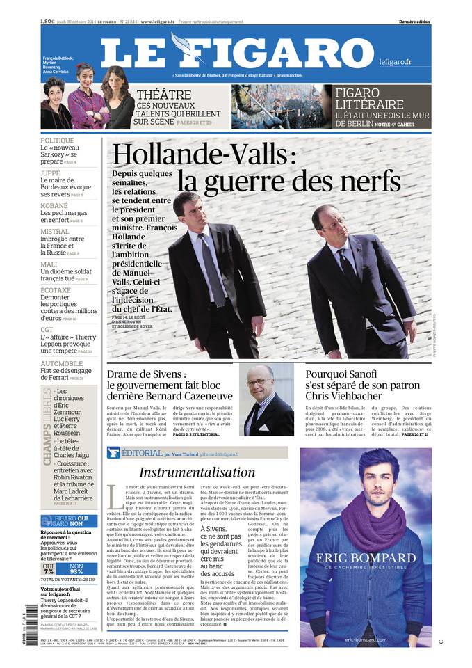 Le Figaro 30 octobre 2014 Le Figaro du 30 octobre 2014 à télécharger sur iPad