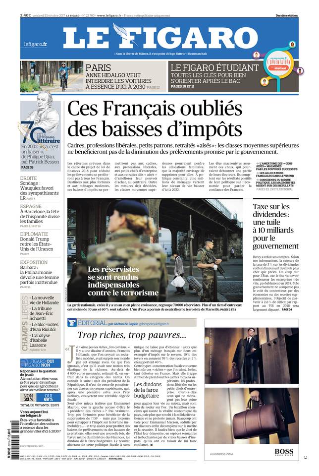 Le Figaro 13 octobre 2017 Le Figaro du 13 octobre 2017 à télécharger sur iPad
