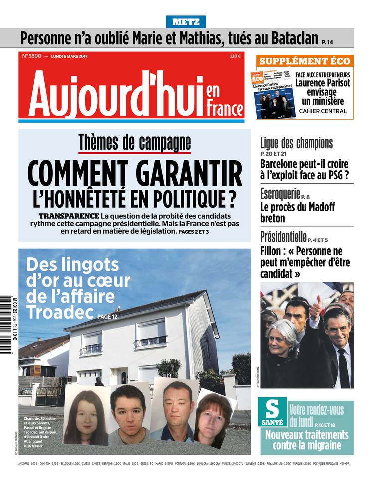 Aujourd'hui en France 06 mars 2017 Aujourd'hui en France du 06 mars 2017 à télécharger sur iPad