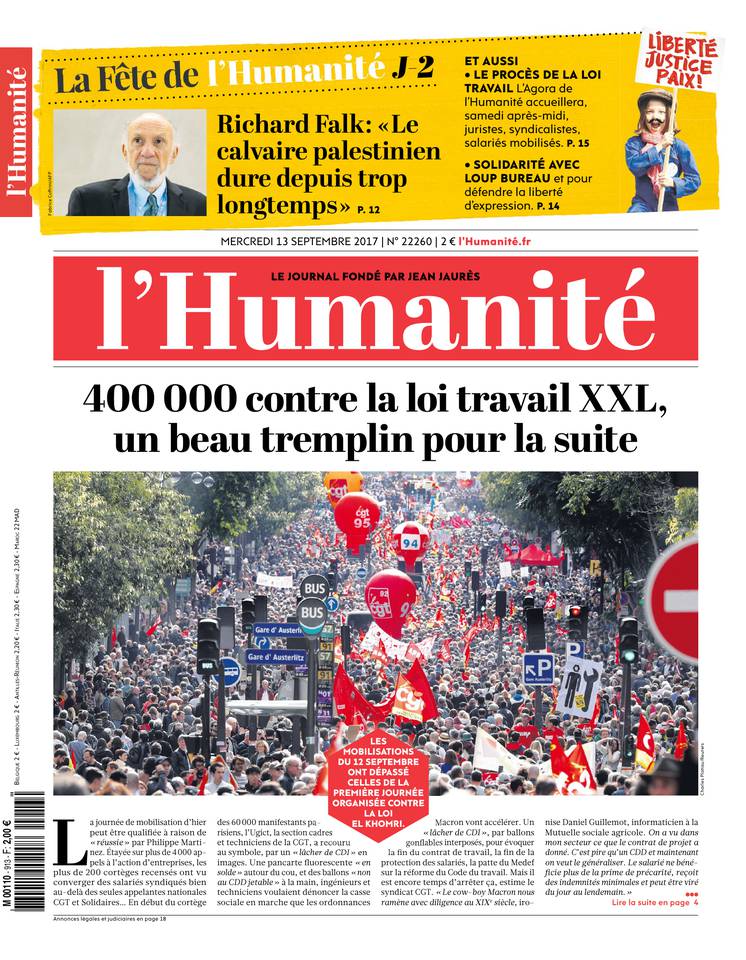 L'Humanité 13 septembre 2017 L'Humanité du 13 septembre 2017 à télécharger sur iPad