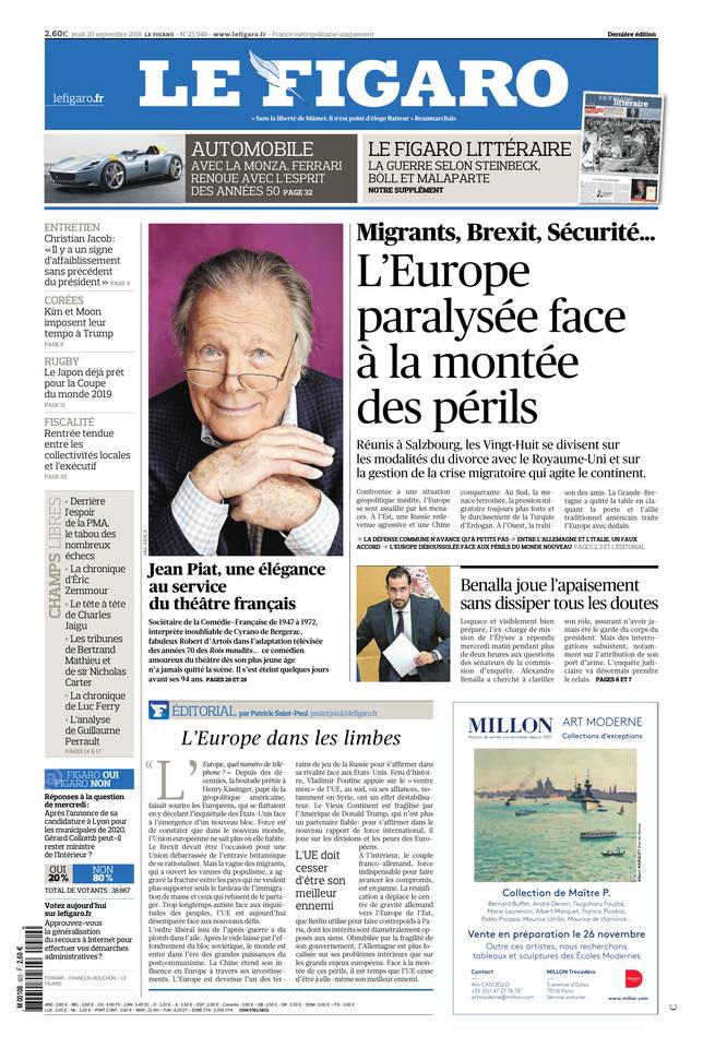 Le Figaro 20 septembre 2018 Le Figaro du 20 septembre 2018 à télécharger sur iPad