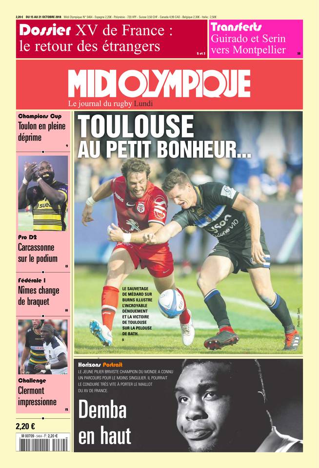 Midi Olympique Rouge 15 octobre 2018 Midi Olympique Rouge N°5464 du 15 octobre 2018 à télécharger sur iPad