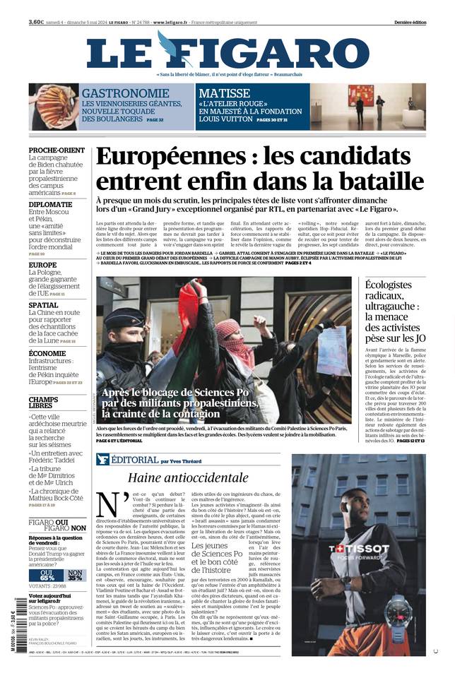 Le Figaro Une du 4 mai 2024