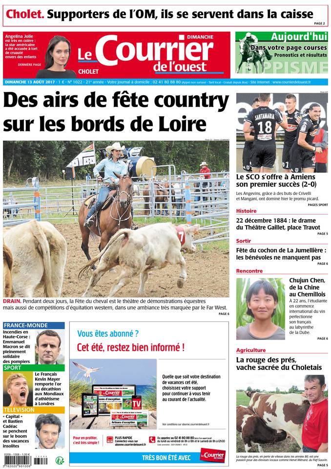 Le Courrier de l'Ouest 13 août 2017 Le Courrier de l'Ouest du 13 août 2017 à télécharger sur iPad